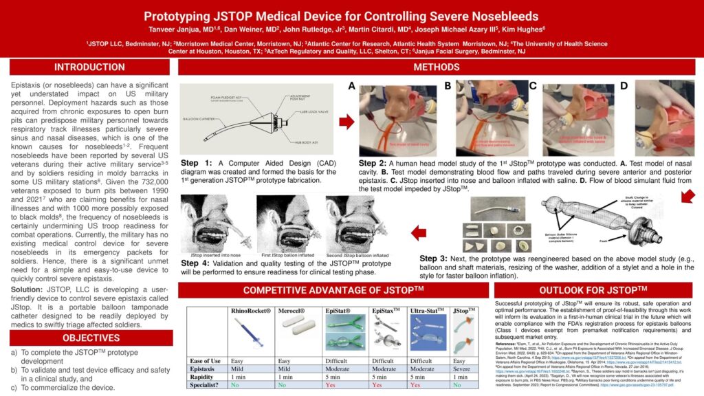 MHSRS Orlando 2024 poster: Prototyping JSTOP medical device for controlling severe nosebleeds