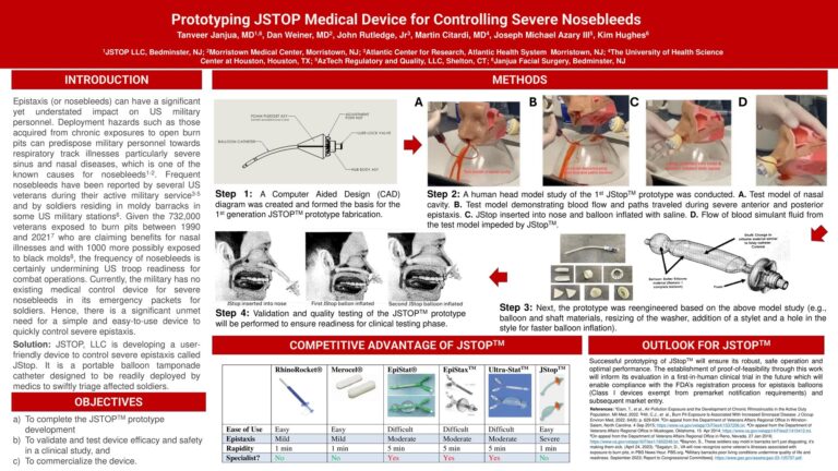 MHSRS Orlando 2024 poster: Prototyping JSTOP medical device for controlling severe nosebleeds
